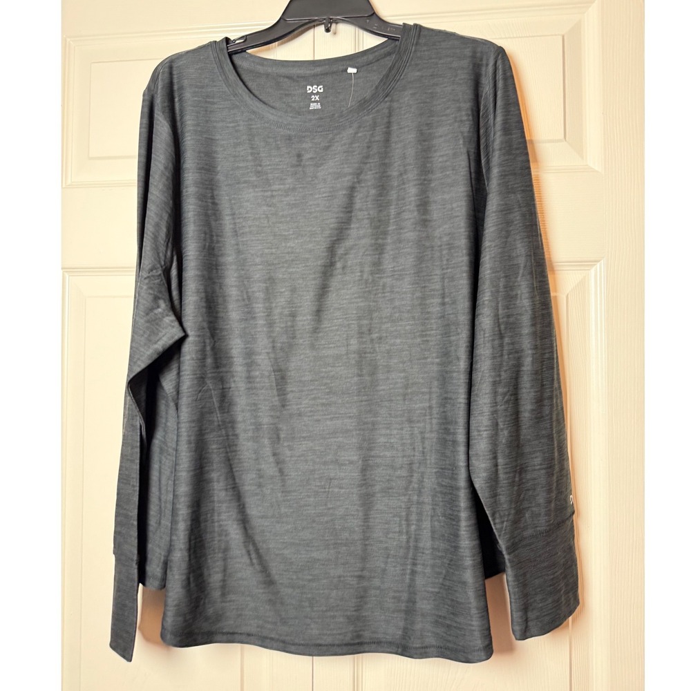 DSG 365 Long Sleeve‎ Athletic Shirt Pure Black Tonal Heather Top